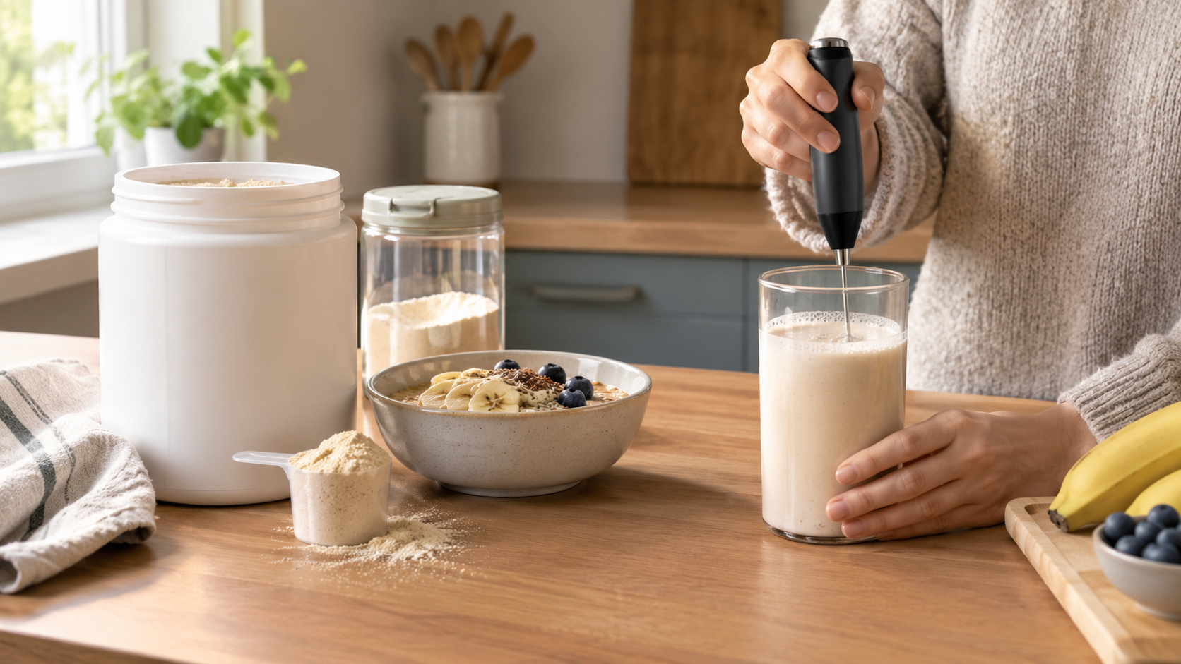Mixing a protein powder shake