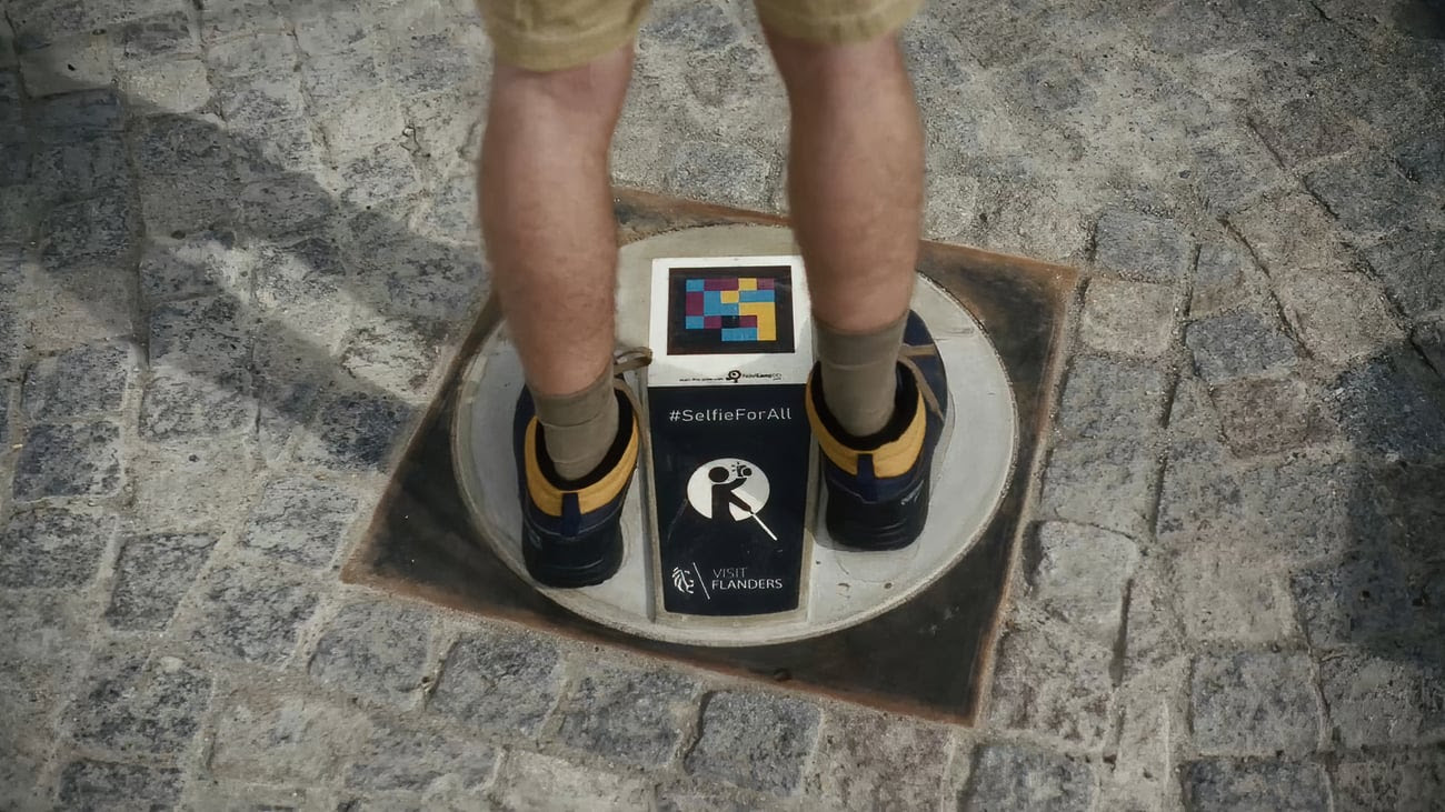 Selfie for all - man standing on accessible selfie spot